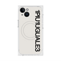 プレミアムスクエアケース with MagSafe［ 1PIU1UGUALE3 - ロゴ vertical - ホワイト ］