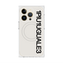 プレミアムスクエアケース with MagSafe［ 1PIU1UGUALE3 - ロゴ vertical - ホワイト ］