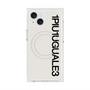 プレミアムスクエアケース with MagSafe［ 1PIU1UGUALE3 - ロゴ vertical - ホワイト ］