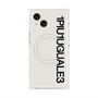 プレミアムスクエアケース with MagSafe［ 1PIU1UGUALE3 - ロゴ vertical - ホワイト ］
