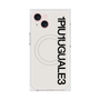 プレミアムスクエアケース with MagSafe［ 1PIU1UGUALE3 - ロゴ vertical - ホワイト ］