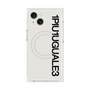 プレミアムスクエアケース with MagSafe［ 1PIU1UGUALE3 - ロゴ vertical - ホワイト ］