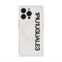 プレミアムスクエアケース with MagSafe［ 1PIU1UGUALE3 - ロゴ vertical - ホワイト ］