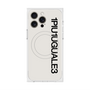 プレミアムスクエアケース with MagSafe［ 1PIU1UGUALE3 - ロゴ vertical - ホワイト ］