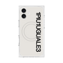 プレミアムスクエアケース with MagSafe［ 1PIU1UGUALE3 - ロゴ vertical - ホワイト ］