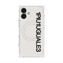 プレミアムスクエアケース with MagSafe［ 1PIU1UGUALE3 - ロゴ vertical - ホワイト ］