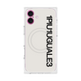 プレミアムスクエアケース with MagSafe［ 1PIU1UGUALE3 - ロゴ vertical - ホワイト ］