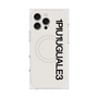 プレミアムスクエアケース with MagSafe［ 1PIU1UGUALE3 - ロゴ vertical - ホワイト ］