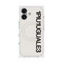 プレミアムスクエアケース with MagSafe［ 1PIU1UGUALE3 - ロゴ vertical - ホワイト ］