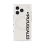 プレミアムスクエアケース with MagSafe［ 1PIU1UGUALE3 - ロゴ vertical - ホワイト ］
