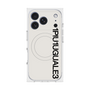 プレミアムスクエアケース with MagSafe［ 1PIU1UGUALE3 - ロゴ vertical - ホワイト ］