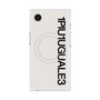 プレミアムスクエアケース with MagSafe［ 1PIU1UGUALE3 - ロゴ vertical - ホワイト ］