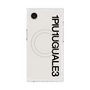 プレミアムスクエアケース with MagSafe［ 1PIU1UGUALE3 - ロゴ vertical - ホワイト ］