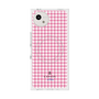 プレミアムスクエアケース with SnapMag［ Houndstooth Pattern Pink with LANVIN en Bleu logo- ランバン 千鳥格子柄 ピンク ］