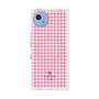 プレミアムスクエアケース with SnapMag［ Houndstooth Pattern Pink with LANVIN en Bleu logo- ランバン 千鳥格子柄 ピンク ］