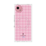 プレミアムスクエアケース with SnapMag［ Houndstooth Pattern Pink with LANVIN en Bleu logo- ランバン 千鳥格子柄 ピンク ］