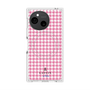 プレミアムスクエアケース with SnapMag［ Houndstooth Pattern Pink with LANVIN en Bleu logo- ランバン 千鳥格子柄 ピンク ］