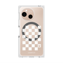 プレミアムスクエアケース with SnapMag［ Racing checkered flag White - レーシングチェッカーフラッグ ホワイト ］