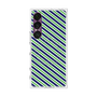 プレミアムスクエアケース with SnapMag［ Small Stripe - Navy × Green ］
