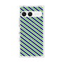 プレミアムスクエアケース with SnapMag［ Small Stripe - Navy × Green ］