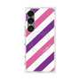プレミアムスクエアケース with SnapMag［ Big Stripe - Purple × Pink ］