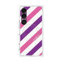 プレミアムスクエアケース with SnapMag［ Big Stripe - Purple × Pink ］