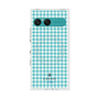プレミアムスクエアケース with SnapMag［ Houndstooth Pattern Blue with LANVIN en Bleu logo- ランバン 千鳥格子柄 ブルー ］