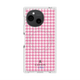 プレミアムスクエアケース with SnapMag［ Houndstooth Pattern Pink with LANVIN en Bleu logo- ランバン 千鳥格子柄 ピンク ］