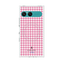 プレミアムスクエアケース with SnapMag［ Houndstooth Pattern Pink with LANVIN en Bleu logo- ランバン 千鳥格子柄 ピンク ］