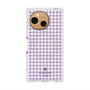 プレミアムスクエアケース with SnapMag［ Houndstooth Pattern Purple -with LANVIN en Bleu logo ランバン 千鳥格子柄 パープル ］