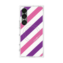 プレミアムスクエアケース with SnapMag［ Big Stripe - Purple × Pink ］