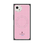 プレミアムスクエアケース with SnapMag［ Houndstooth Pattern Pink with LANVIN en Bleu logo- ランバン 千鳥格子柄 ピンク ］
