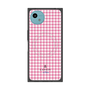 プレミアムスクエアケース with SnapMag［ Houndstooth Pattern Pink with LANVIN en Bleu logo- ランバン 千鳥格子柄 ピンク ］