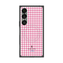 プレミアムスクエアケース with SnapMag［ Houndstooth Pattern Pink with LANVIN en Bleu logo- ランバン 千鳥格子柄 ピンク ］