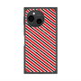 プレミアムスクエアケース with SnapMag［ Small Stripe - Red × Black ］