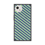 プレミアムスクエアケース with SnapMag［ Small Stripe - Navy × Green ］