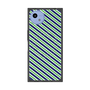 プレミアムスクエアケース with SnapMag［ Small Stripe - Navy × Green ］