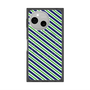 プレミアムスクエアケース with SnapMag［ Small Stripe - Navy × Green ］