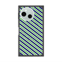 プレミアムスクエアケース with SnapMag［ Small Stripe - Navy × Green ］