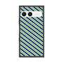 プレミアムスクエアケース with SnapMag［ Small Stripe - Navy × Green ］