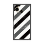プレミアムスクエアケース with SnapMag［ Big Stripe - Black × Gray ］