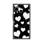 プレミアムスクエアケース with SnapMag［ Dot Hearts - Black ］