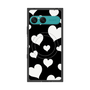 プレミアムスクエアケース with SnapMag［ Dot Hearts - Black ］