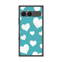 プレミアムスクエアケース with SnapMag［ Dot Hearts - Blue ］