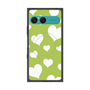プレミアムスクエアケース with SnapMag［ Dot Hearts - Green ］