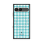 プレミアムスクエアケース with SnapMag［ Houndstooth Pattern Blue with LANVIN en Bleu logo- ランバン 千鳥格子柄 ブルー ］