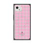 プレミアムスクエアケース with SnapMag［ Houndstooth Pattern Pink with LANVIN en Bleu logo- ランバン 千鳥格子柄 ピンク ］