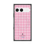 プレミアムスクエアケース with SnapMag［ Houndstooth Pattern Pink with LANVIN en Bleu logo- ランバン 千鳥格子柄 ピンク ］