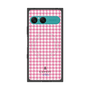 プレミアムスクエアケース with SnapMag［ Houndstooth Pattern Pink with LANVIN en Bleu logo- ランバン 千鳥格子柄 ピンク ］