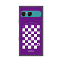 プレミアムスクエアケース with SnapMag［ Racing checkered flag Purple - レーシングチェッカーフラッグ パープル ］